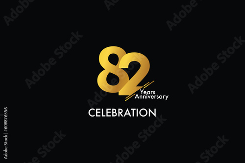 82th, 82 years, 82 year anniversary gold color on black background abstract style logotype. anniversary with gold color isolated on black background, vector design for celebration vector