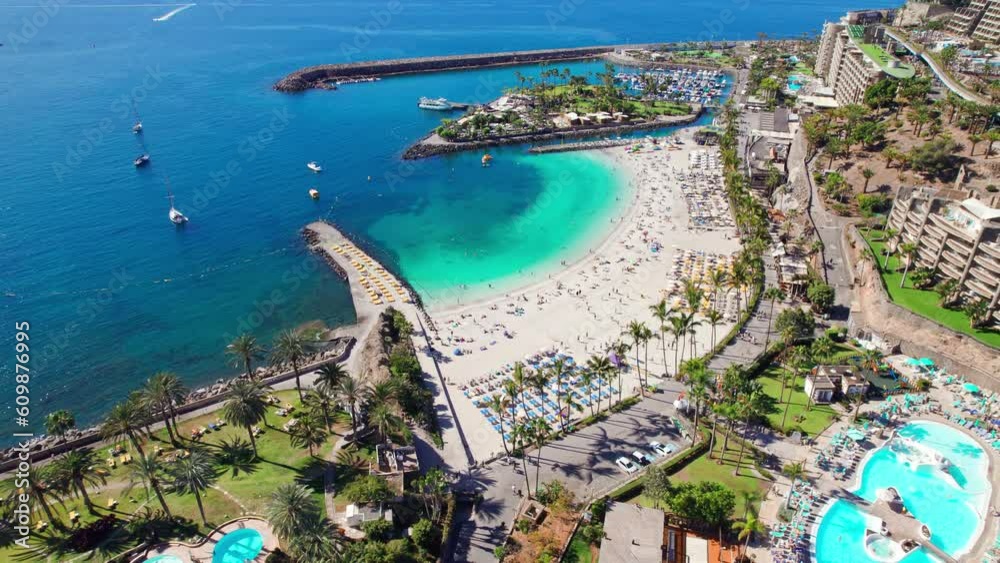 Aerial view of the Playa de la Verga beach, Gran Canaria, Canary Islands, Spain