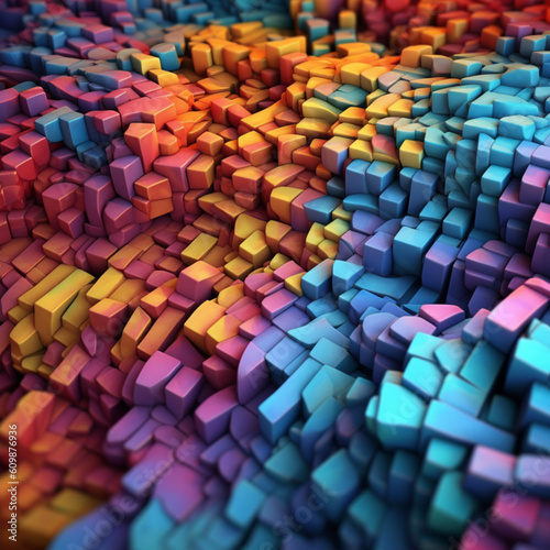 3d realistic textured background with colorful cubes, in the style of tilt-shift photography, organic formations, emotive fields of color, boldly fragmented, abrasive authenticity, data visualization photo