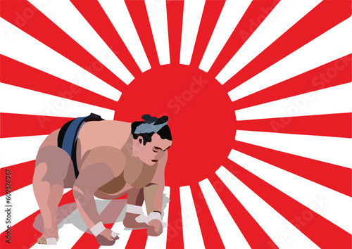 Sumo wrestler in sprt position symbol of Japan- photo