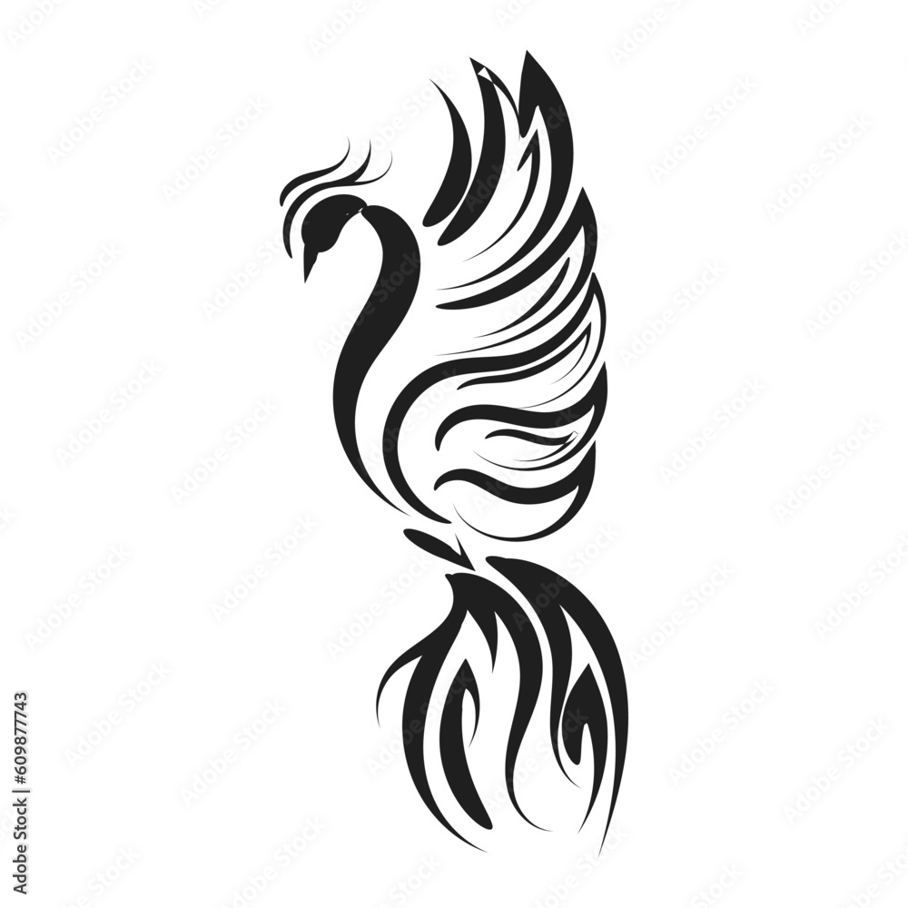 Beautiful And Elegant Phoenix Tattoo idea inspirational. Black And White Phoenix Tribal Tattoo design. Beautiful And Elegant Phoenix Tattoo idea inspirational. Black And White Phoenix Tribal Tattoo design.
