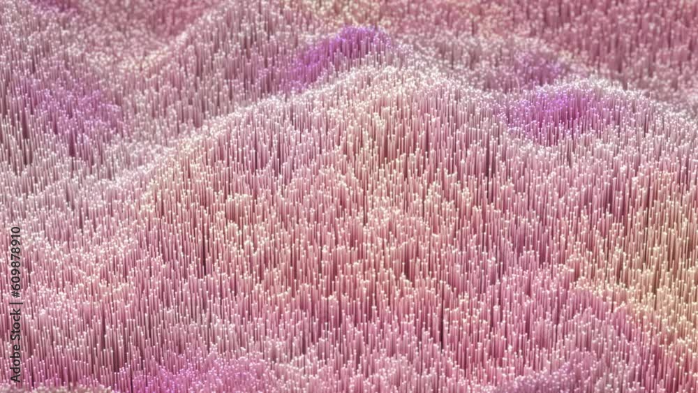 Pink waves on 3D chart surface made of glowing fiber optic network wires. Concept of big data, science or digital soundwaves. Abstract visualization of data analytics and analysis. Seamless loop video Pink waves on 3D chart surface made of glowing fiber optic network wires. Concept of big data, science or digital soundwaves. Abstract visualization of data analytics and analysis. Seamless loop video