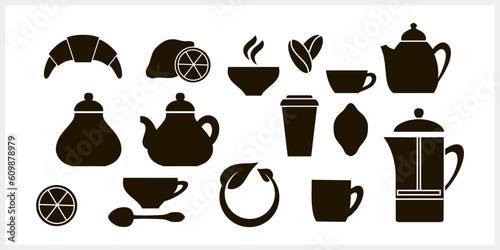 Doodle tea icon isolated Hand drawn food drink clipart Stencil Vector stock illustration EPS 10