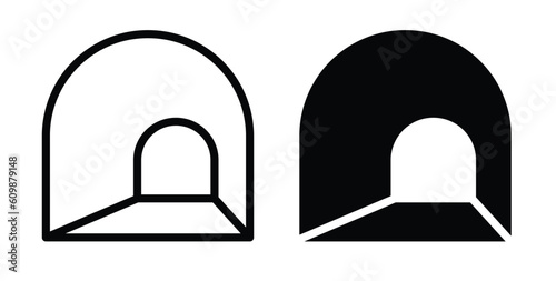 Tunnel icon vector. highway road tunnel entrance road sign. railway, rail, or train Tunnel symbol. 