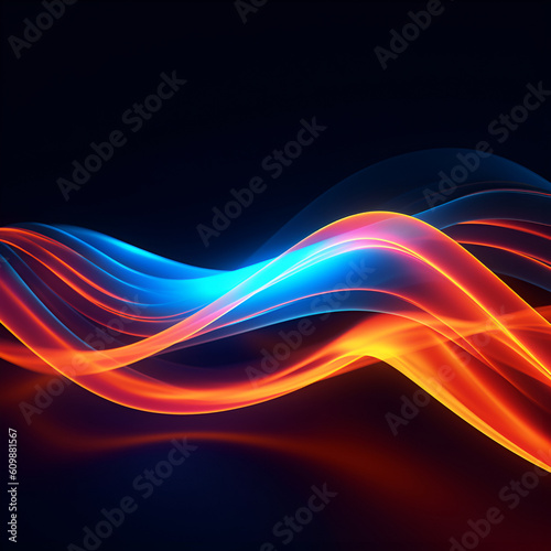 abstract minimalism geometric neon waves blue red 