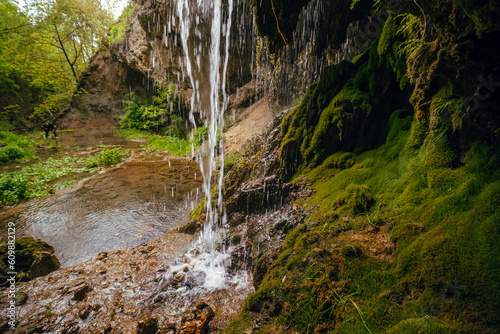 Burta Gural waterfall on the Sudenytsya River, Derzhanivka Khmelnytskyi Oblast. Summer day, beautiful nature of Ukraine. interesting place. Close up. green moss photo