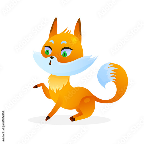 Cute cartoon fox on white background. For nature concepts, children s books illustrating, printing materials Vector illustration with simple gradients. EPS © alxyzt