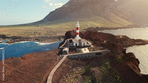 Aerial view of Punta de Teno lighthouse on Tenerife island, Spain photo