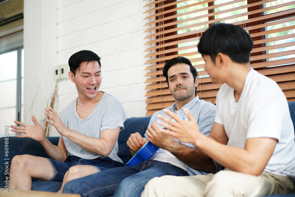 The complicated relationship of three men live happily together. gender diversity. The complicated relationship of three men live happily together. gender diversity.