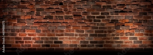 Vintage brick wall illuminated for background. Generative AI