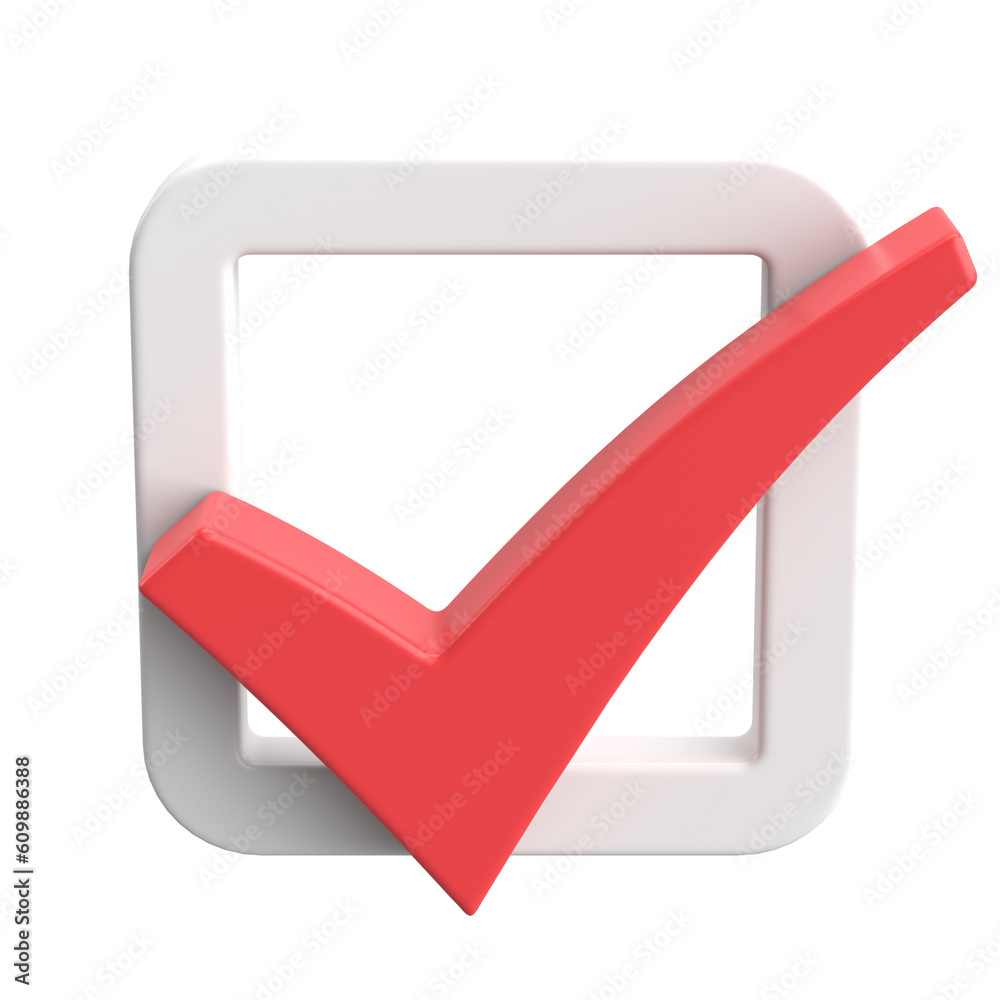 3D checkbox. Check mark. 3D illustration. 3D checkbox. Check mark. 3D illustration.
