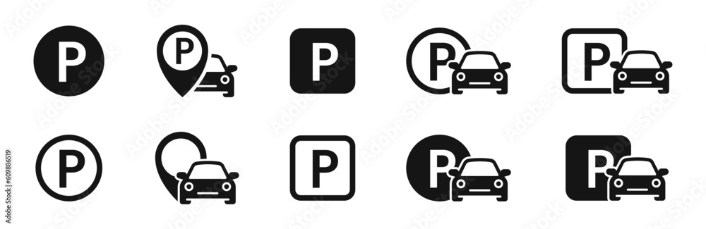 Car parking sign. Car parking vector icons. Parking sign set. EPS 10 - obrazy, fototapety, plakaty 