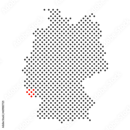 Bundesland Saarland  Karte von Deutschland aus Punkten mit Markierung
