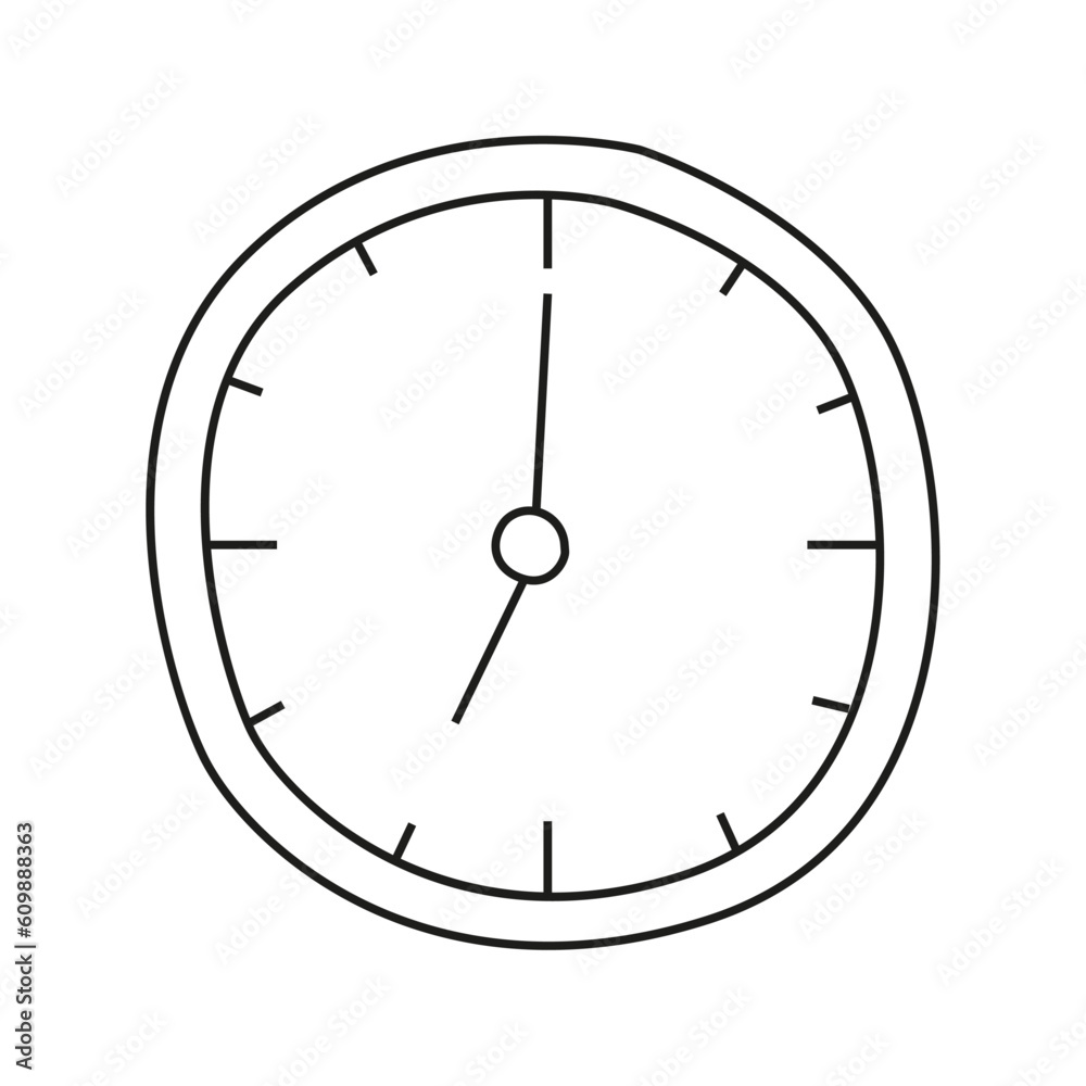 Vector illustration of a wall clock in doodle style Vector illustration of a wall clock in doodle style