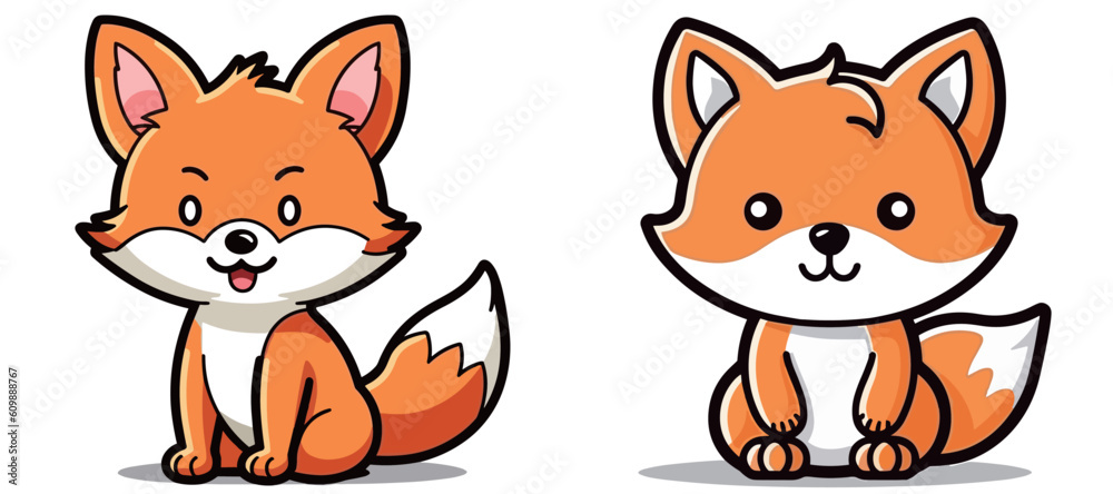 Fototapeta premium Cute cartoon fox image vector illustration