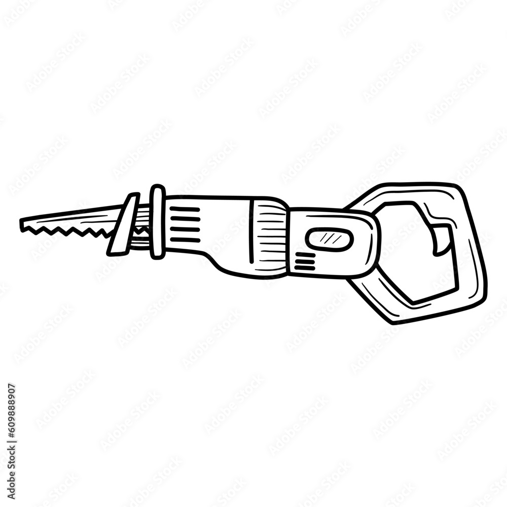 Sabre saw icon. Reciprocating doodle, outline, and outline style Sabre saw icon. Reciprocating doodle, outline, and outline style