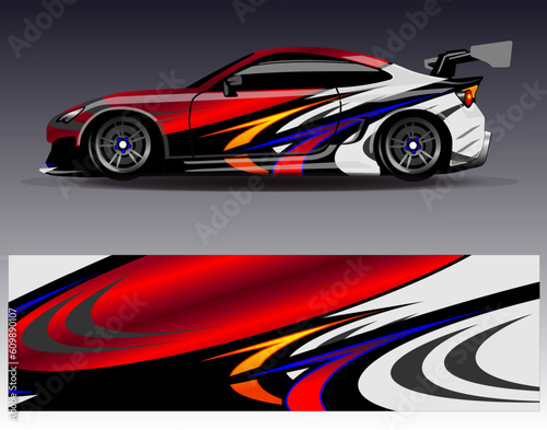 Car wrap design vector.Graphic abstract stripe racing background designs for vehicle  rally  race  adventure and car racing livery