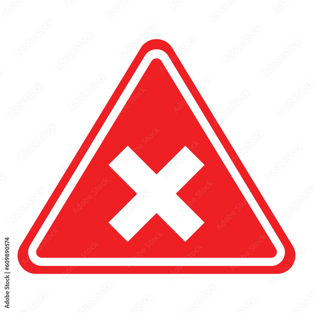 Fototapeta premium red triangle warning forbidden cross sign