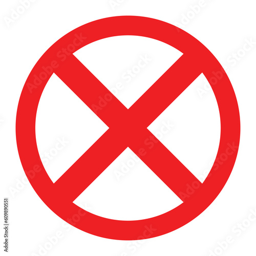 stop sign forbidden to enter red cross lines