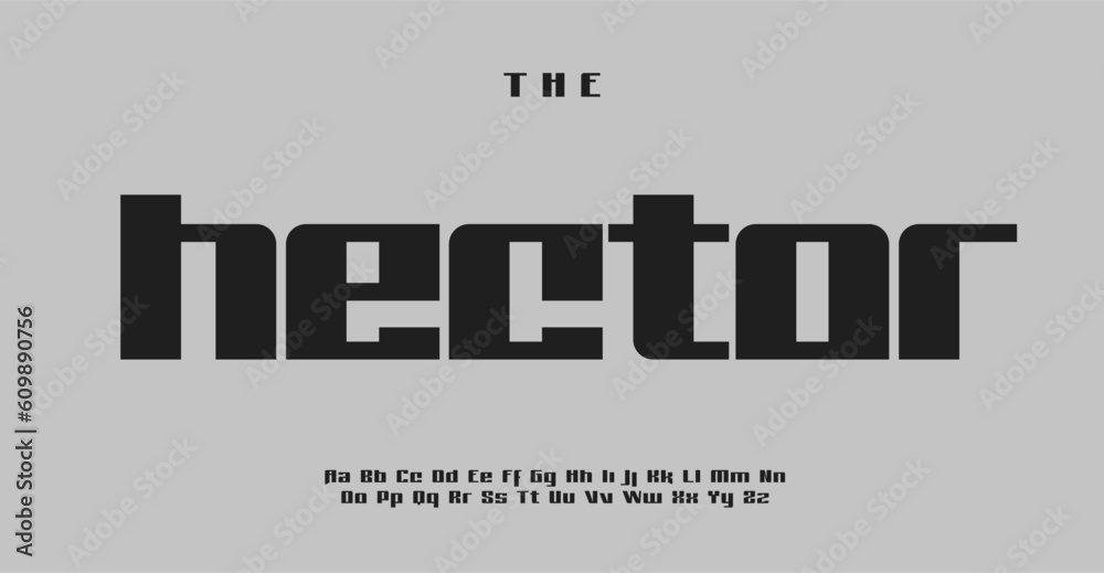 Techno alphabet, industrial robust sans serif letters, wide geometric modular font for square modern logo, emphasis headline, contemporary typography, modern typographic design. Vector typeset.
