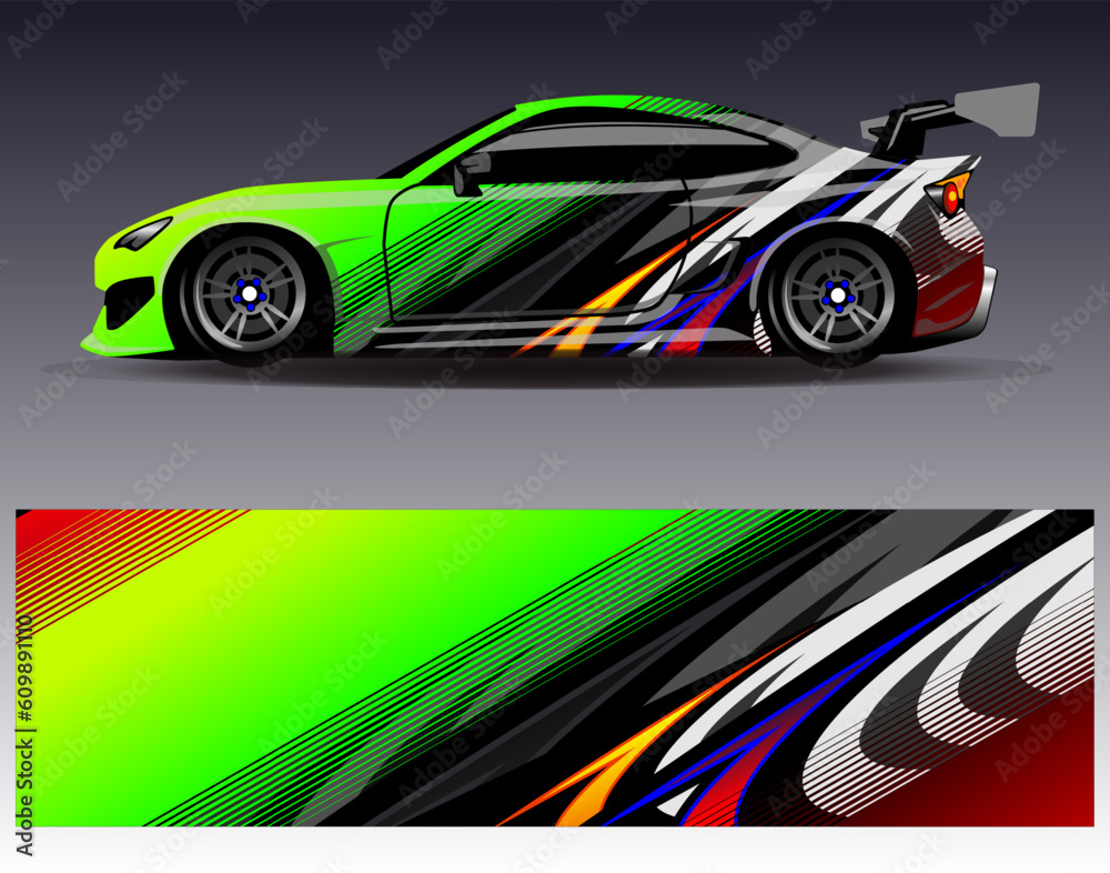 Car wrap design vector.Graphic abstract stripe racing background designs for vehicle, rally, race, adventure and car racing livery Car wrap design vector.Graphic abstract stripe racing background designs for vehicle, rally, race, adventure and car racing livery
