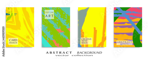 Abstract backgrouns set, grunge texture. Minimalistic art, brush strokes style. Design for card, brochure, banner idea, book cover, booklet print, flyer sheet a4. Collage page, web header template.