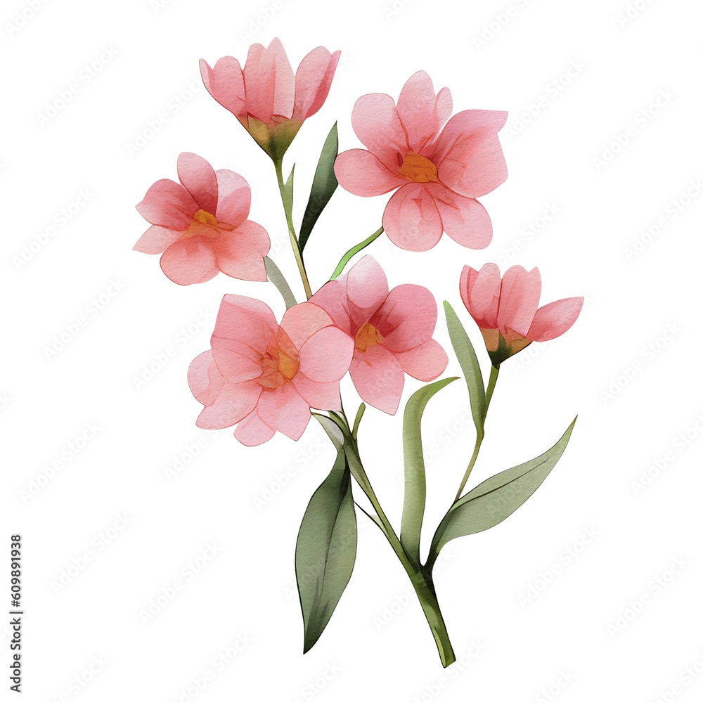 Obraz premium watercolor botanical elements, flowers, leaves (transparent, isolated with no background)