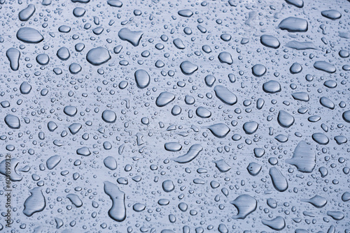 raindrops on the window in rainy days, abstract and blue background