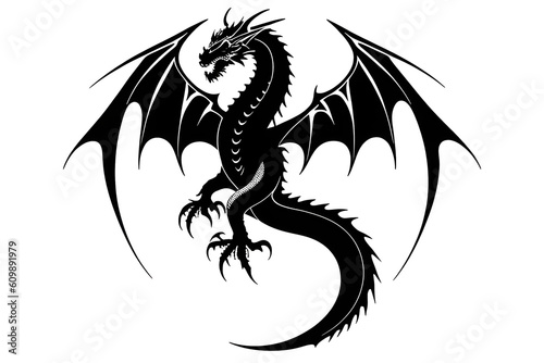 dragon tattoo, transparent PNG background, generative ai