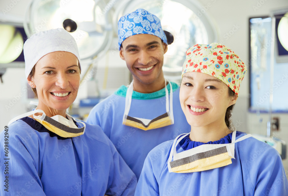 Portrait of smiling surgeons Portrait of smiling surgeons
