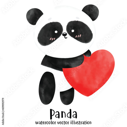 Fototapeta Naklejka Na Ścianę i Meble -  Cute Panda, Panda vector, Panda illustration, watercolor animal, baby panda