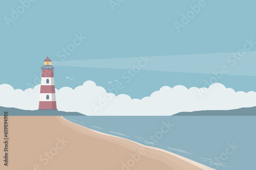 travel marine design lighthouse by the ocean seascape