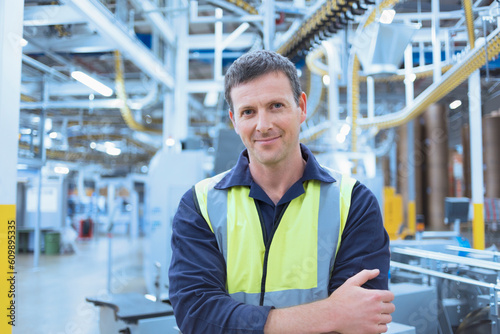Portrait confident worker in factor