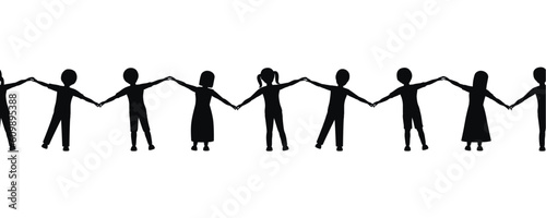 happy children holding hands freedom concept seamless banner