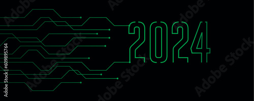 green technology banner 2024 circuit board electronics digital