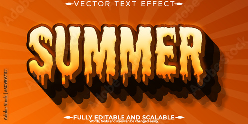 Retro summer text effect, editable dripping and old font style