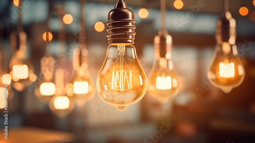 Hanging light bulbs. Generative Ai