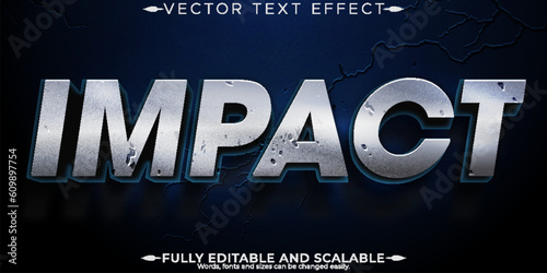 Impact text effect, editable metallic and shiny text style