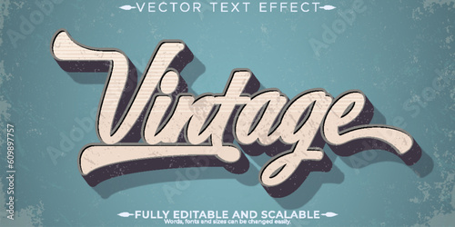 Retro, vintage text effect, editable 70s and 80s text style