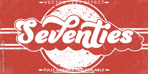 Retro, vintage text effect, editable 70s and 80s text style