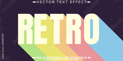 Retro, vintage text effect, editable 70s and 80s text style