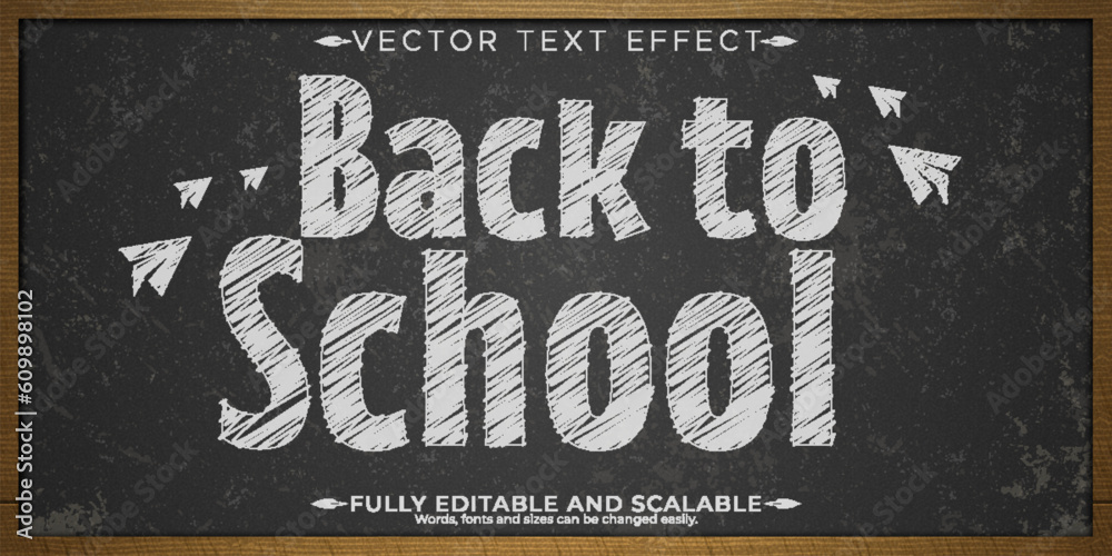 Chalk blackboard text effect, editable white and grunge text style