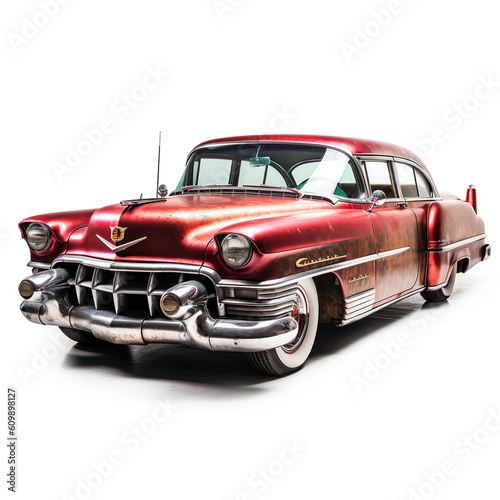 classic red car, generative, ai, steampunk, retro, vintage 