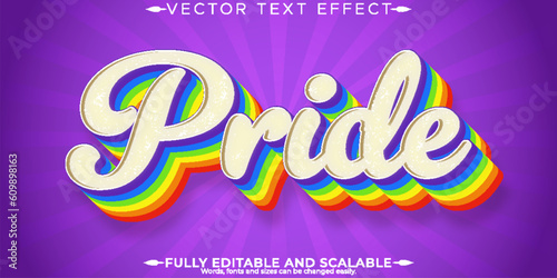Pride retro, vintage text effect, editable 70s and 80s text style