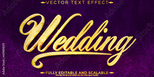 Editable text effect wedding, 3d luxury and marriage font style