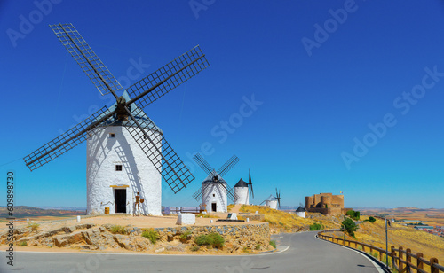 white windmills in Consuegra photo