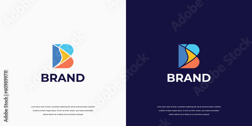 letter B logo, colorful brand identity symbol mark design