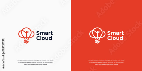 Smart Cloud Logo, linear style