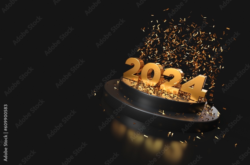 2024 Happy New Year Silver And Gold Confettis 3D Rendering Stock   1000 F 609900583 3lYSij8tyi5fpmlQWAXhkDmv8iCs4dag 