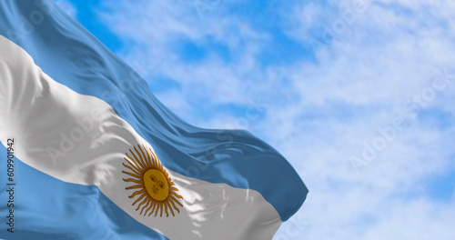 Canvastavla Argentina national flag fluttering in the wind on a sunny day